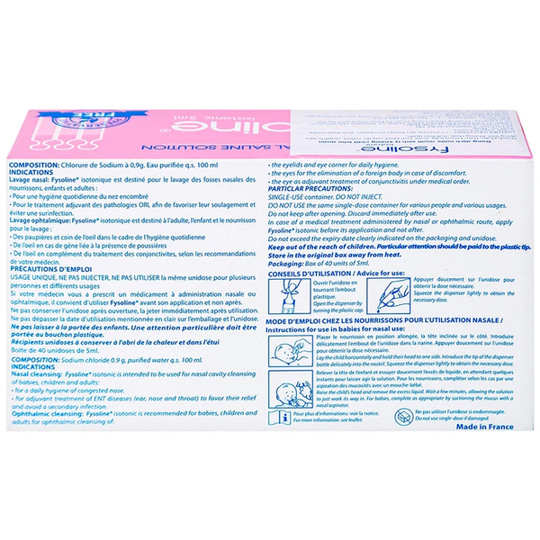 Nước muối sinh lý Gifrer Physiologique Pháp màu Hồng (40 ống x 5ml) 0m+