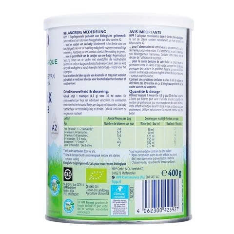 Sữa dê Hipp Organic số 1 400g (Từ 0 - 6 tháng)