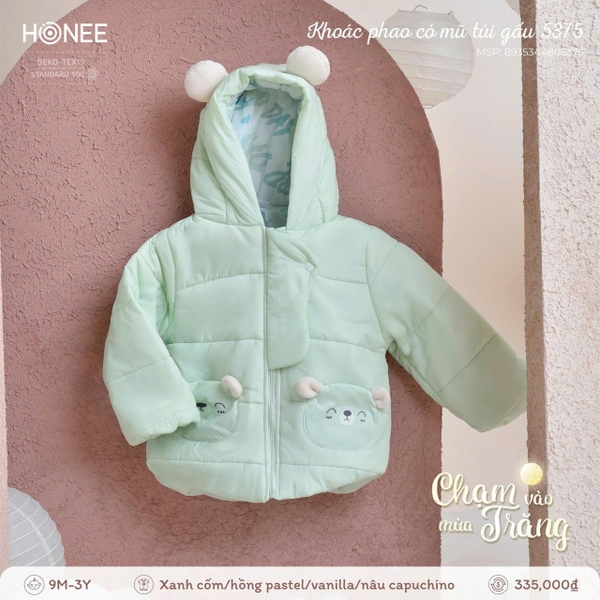 Áo khoác phao có mũ túi gấu Honee 5375