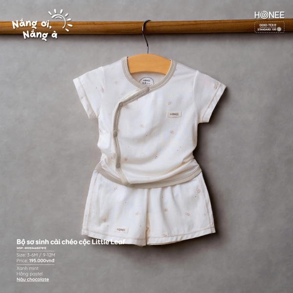 (C2.5) Bộ sơ sinh cài chéo cộc Little Leaf 7812 Honee
