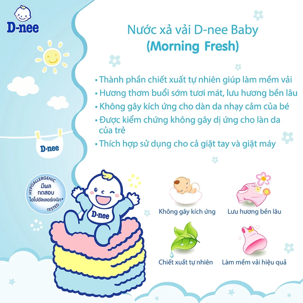 Nước xả mềm quần áo em bé màu xanh dương can 2.8 lít