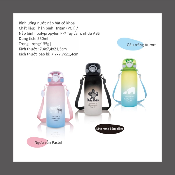 Bình uống nước có ống hút cho bé bằng nhựa Tritan KuKu KU5619 - 550ml