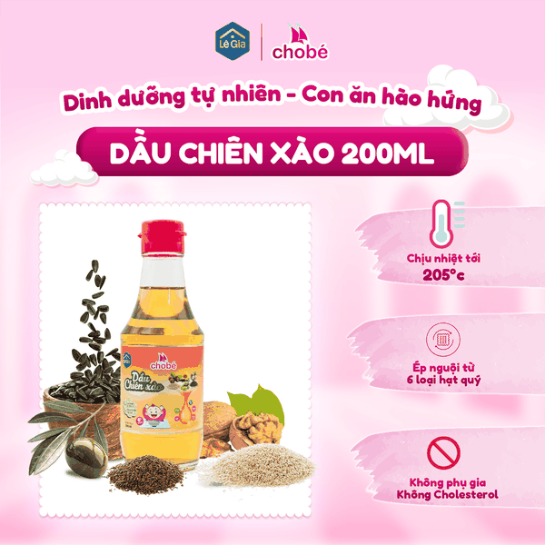 Dầu Chiên Xào ăn dặm Lê Gia cho bé 200ml (6M+)