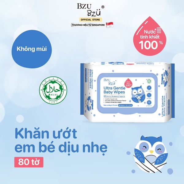 Khăn ướt dịu nhẹ Bzu Bzu 80 tờ