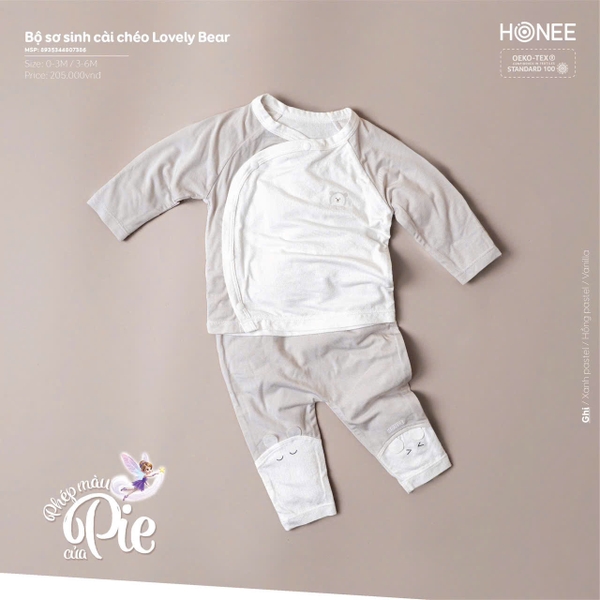 (C1.5) Bộ sơ sinh cài chéo Lovely Bear Honee 7386