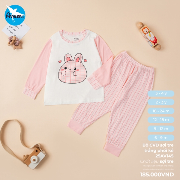 ('C7) Bộ CVD sợi tre trắng phối kẻ Avaler 25AV145