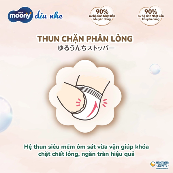 Bỉm - Tã dán Moony Trắng Size S58 cộng 2 miếng (cho bé 4 - 8kg)