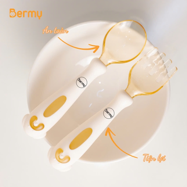 Bộ thìa dĩa uống cong PPSU Bermy