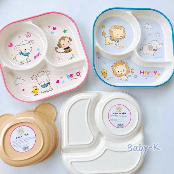 Khay ăn dặm vuông Baby-K (họa tiết ngẫu nhiên)