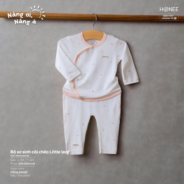 (C1.5) Bộ sơ sinh cài chéo Little Leaf 7768 Honee