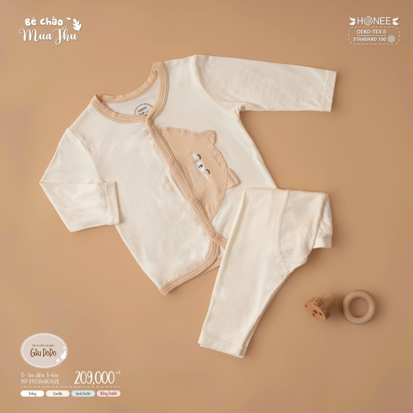 Bộ sơ sinh cài giữa gấu DoDo Honee 9328