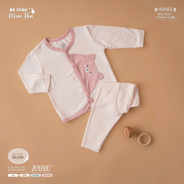 Bộ sơ sinh cài giữa gấu DoDo Honee 9328