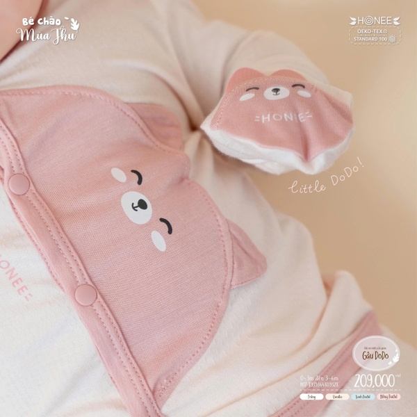 Bộ sơ sinh cài giữa gấu DoDo Honee 9328