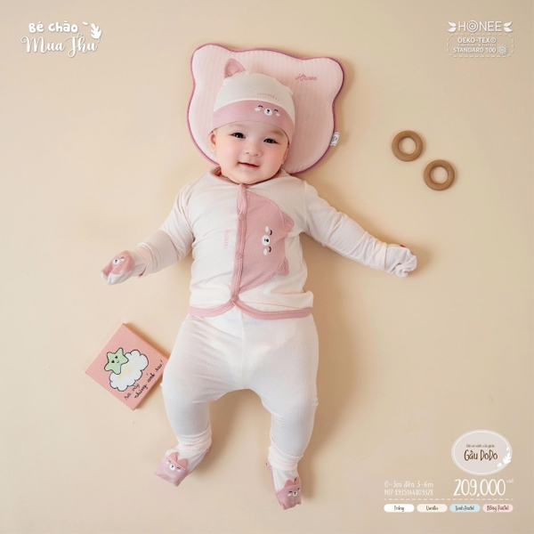 Bộ sơ sinh cài giữa gấu DoDo Honee 9328