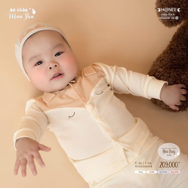 Bộ sơ sinh dài tay cài giữa Mini Foxy Honee 8598