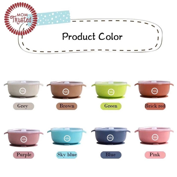 Bát silicone chống đổ Mom Trusted kèm nắp (màu ngẫu nhiên)