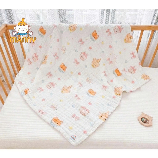 Khăn tắm cổ tích Manny 6 lớp cotton cao cấp 90*90cm (họa tiết ngẫu nhiên)