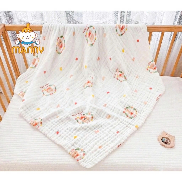 Khăn tắm cổ tích Manny 6 lớp cotton cao cấp 90*90cm (họa tiết ngẫu nhiên)