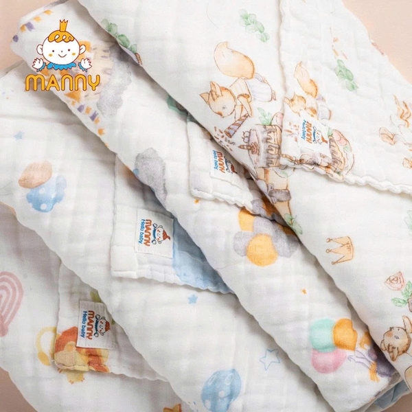 Khăn tắm cổ tích Manny 6 lớp cotton cao cấp 90*90cm (họa tiết ngẫu nhiên)