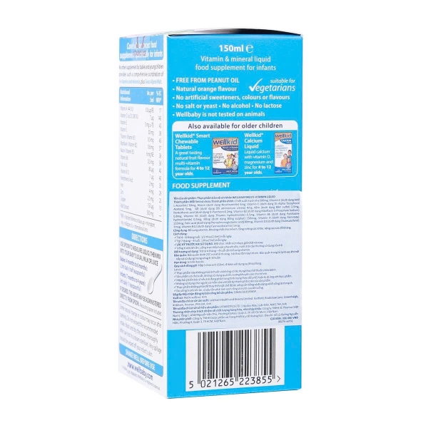 Thực phẩm bảo vệ sức khỏe Wellbaby Multi-Vitamin Liquid 150ml (4M+)
