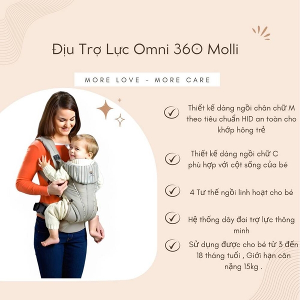 Địu Trợ Lực Omni 360 Molli 4 Tư Thế Cho Bé 3 Đến 18 Tháng Tuổi MOL3005 (màu ngẫu nhiên)
