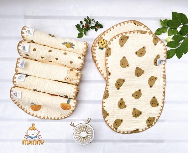 Gối xô Manny 10 lớp Muslin 25x40cm (họa tiết ngẫu nhiên)