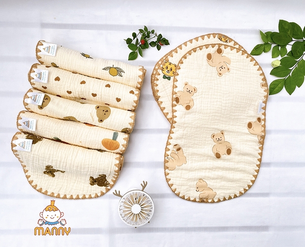 Gối xô Manny 10 lớp Muslin 25x40cm (họa tiết ngẫu nhiên)