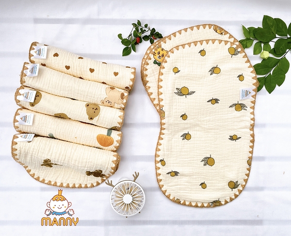Gối xô Manny 10 lớp Muslin 25x40cm (họa tiết ngẫu nhiên)