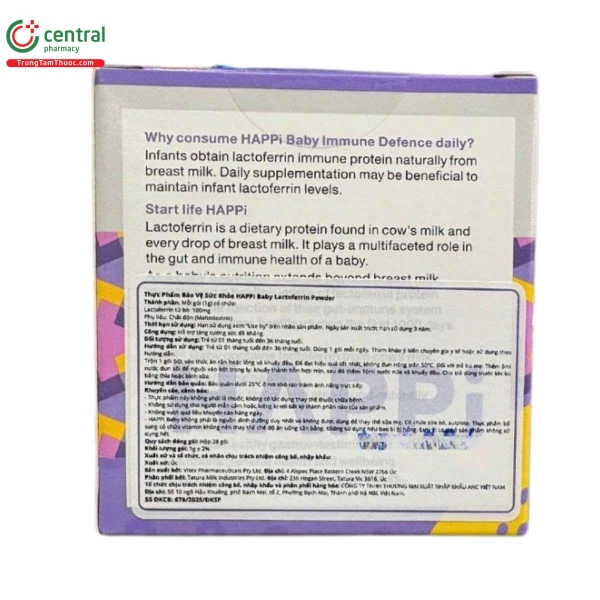 Bột dinh dưỡng Happi Baby Lactoferrin Powder cho bé 1-36M (hộp 28 gói x 1gam)