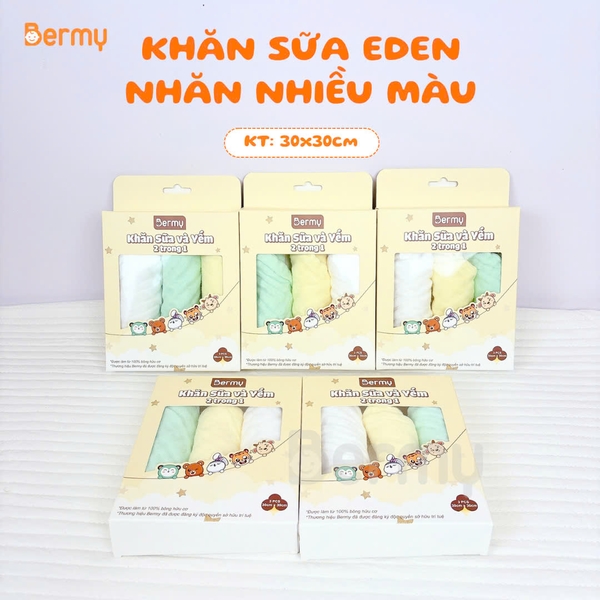 Hộp 3 khăn sữa Bermy xuất Nhật (size 30x30cm)