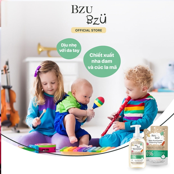 Nước rửa bình tạo bọt nguyên bản Bzu Bzu (chai 500ml)