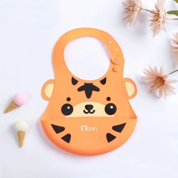 Yếm silicone Misan hình thú có máng hứng