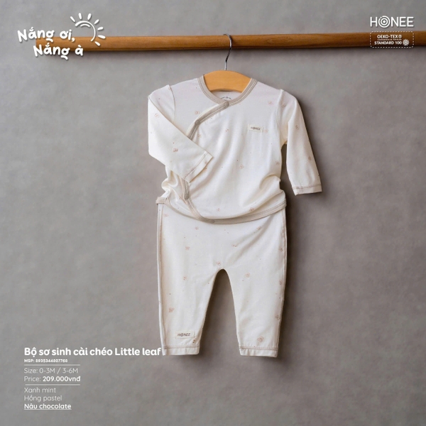 (C1.5) Bộ sơ sinh cài chéo Little Leaf 7768 Honee