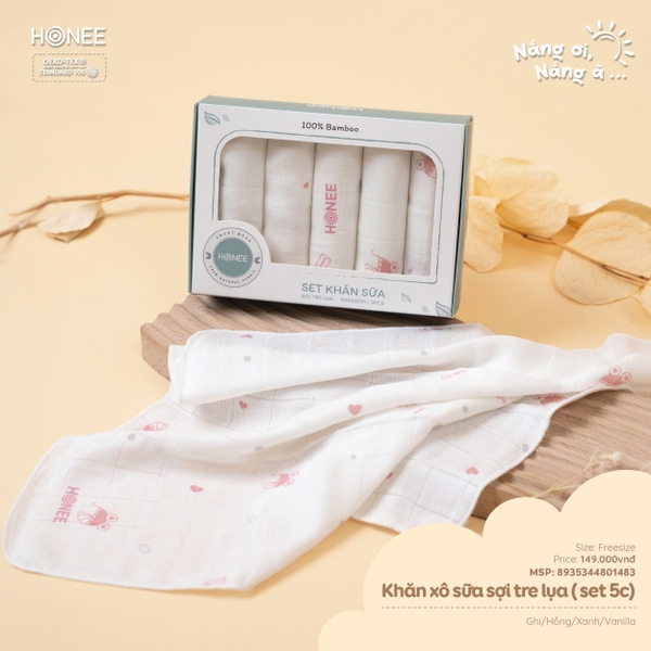 Khăn xô sợi tre lụa Honee 1483 (set 5)