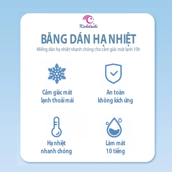 Miếng Dán Hạ Sốt Kichido Giúp Bé Hạ Nhiệt, Giảm Sốt, Làm Mát Tự Nhiên Dùng Được Cho Trẻ Sơ Sinh