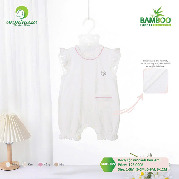 Bộ Body cộc nữ cánh tiên vải tăm tre AMI0369 Anminaza