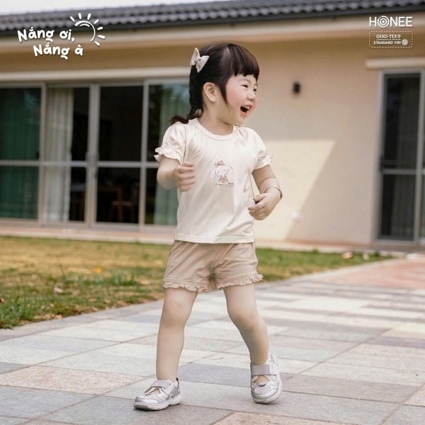 (C3.5) Bộ cộc tay bèo nhún Baby Girl 8161 Honee