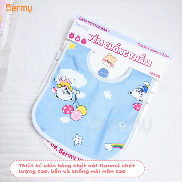 Set 3 yếm vuông chống thấm Bermy họa tiết nhiều màu