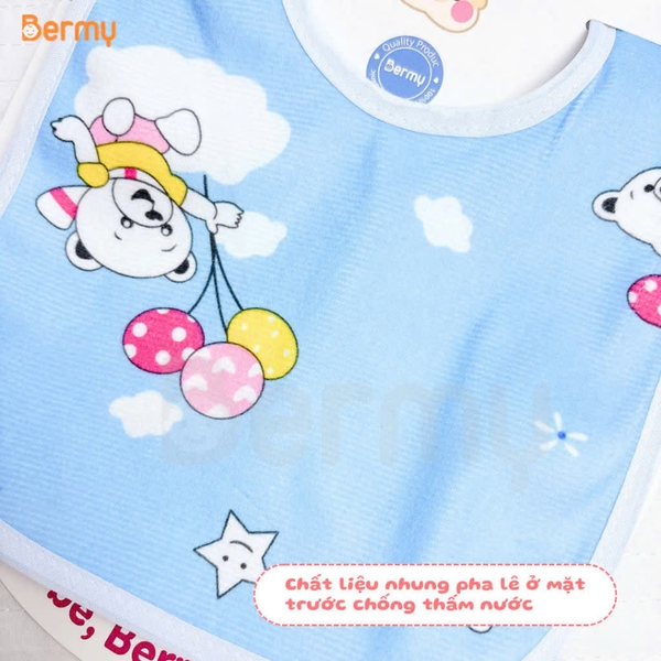 Set 3 yếm vuông chống thấm Bermy họa tiết nhiều màu