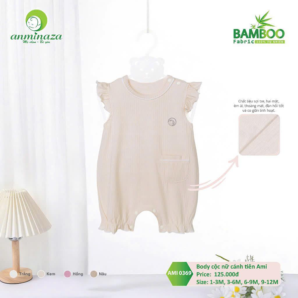 Bộ Body cộc nữ cánh tiên vải tăm tre AMI0369 Anminaza