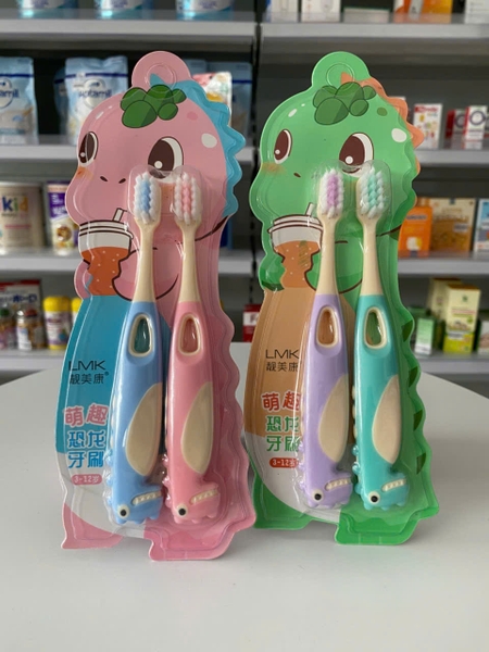 Set 2 bàn chải đánh răng LMK hình khủng long sợi siêu mềm