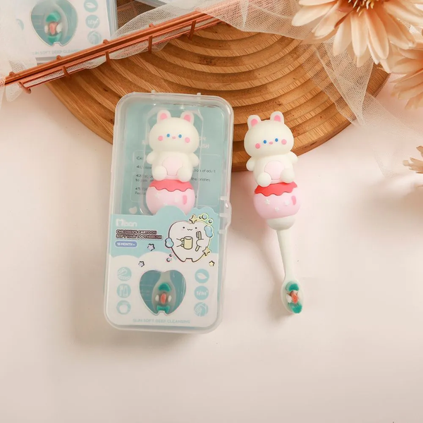 Bàn chải đánh răng Misan lông tơ hình thú kèm hộp cho bé 1Y+