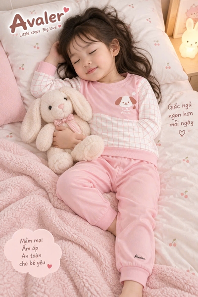 Bộ kẻ caro hình cún Avaler