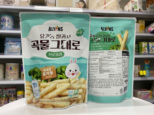 Bánh ăn dặm hữu cơ Elvins vị Bông Cải Xanh 25g cho bé trên 6 tháng
