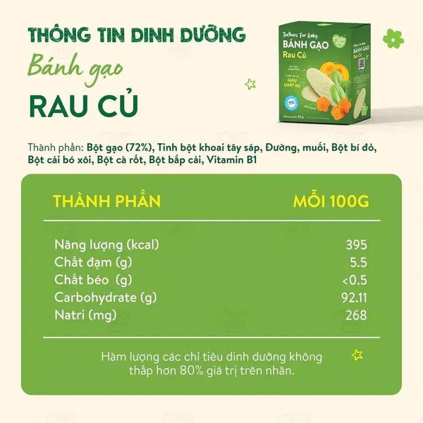 Bánh gạo ăn dặm Mămmy vị rau củ 50g (7M)