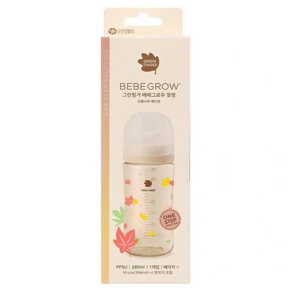 Bình sữa Greenfinger Bebegrow PPSU 280ml – Lá Phong – Kèm Núm