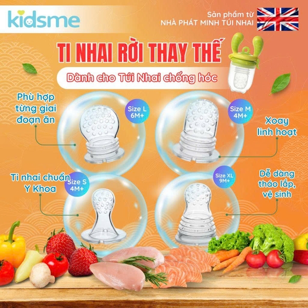 Set 2 ti rời thay thế túi nhai chống hóc Kidsme 160352 size M (4M+)