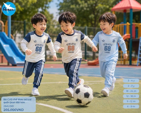 Bộ CVD thể thao bé trai quần Jean dệt kim Avaler 26AV081