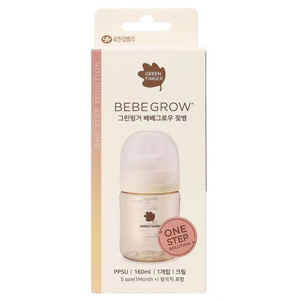 Bình sữa Greenfinger Bebegrow PPSU 160ml kèm núm (Màu kem)