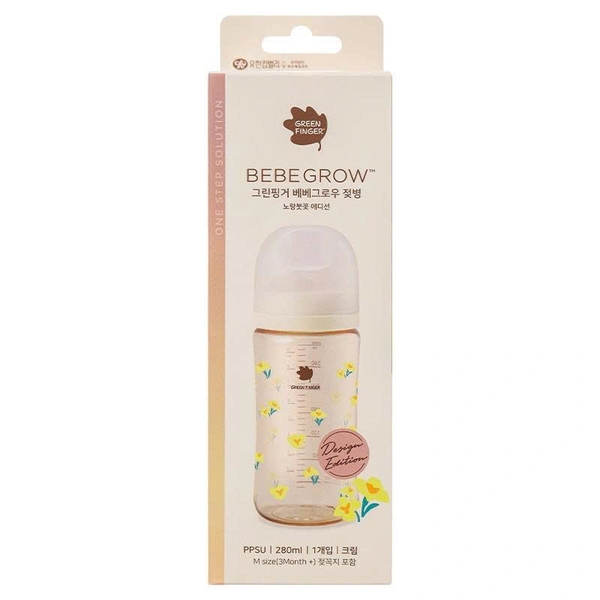 Bình sữa Greenfinger Bebegrow PPSU 280ml – Hoa Diên Vĩ Vàng – Kèm Núm